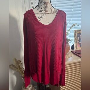 WE THE FREE FP Catalina Red Long Sleeve Termal Top
